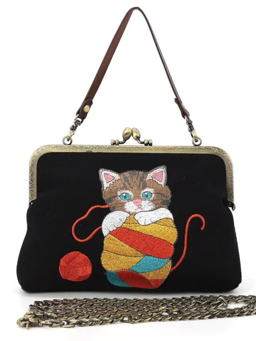 Cat in Yarn Kisslock Bag   NEW!   Cottagecore